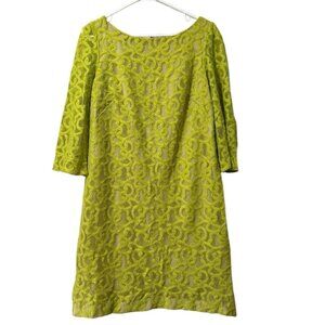 Nine West Women Size 12 Crochet Lace Shift Dress Long Sleeve Nylon Wedding Guest